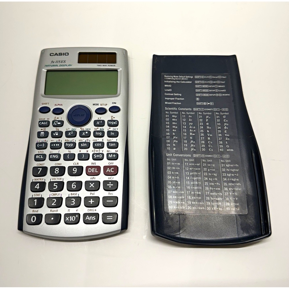 Casio fx-115ES Scientific Calculator LCD Display Solar/Battery Two Way w/ Cover